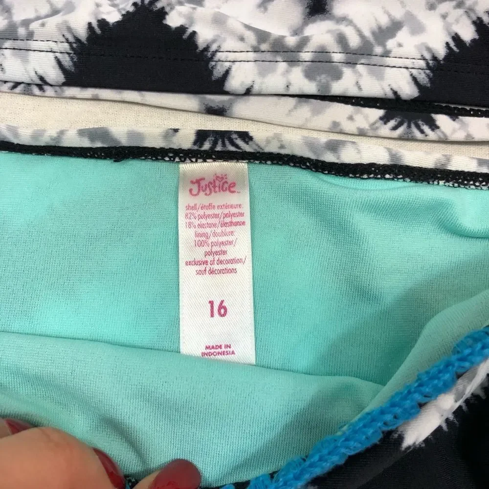 NWOT Justice Black‎ Patterned Tie Dye Bikini 16